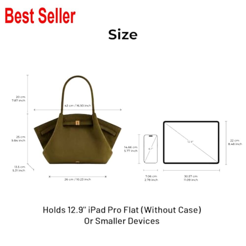 Faux Suede Medium Tote Bag with Magnetic Closure - Picture 4 of 7
